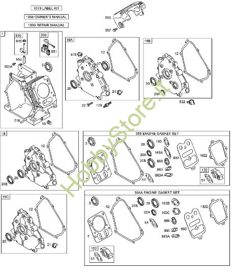 G - Coppa/coperchio carter motore, cilindro, set guarnizioni motore B&S - 12 €¦ 126492-0165-E1 brand Stihl